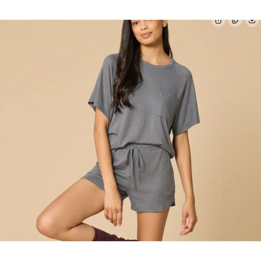 NWT Softies Dream Slouchy Tee Shorts Lounge Set Heather Grey Oprah Fav Plus 2X 3